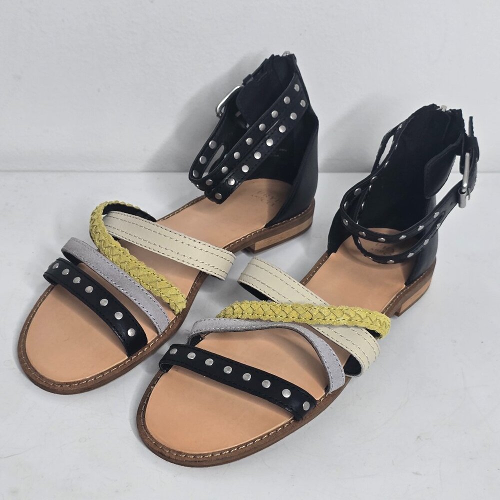 Frye and Co. Women's Evie Shoes 8.5 M Ankle Strap Braid Stud Gladiator Sandals